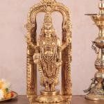 Brass Tirupati Balaji Statue with Hanging Mala | 17" Sacred Masterpiece | 8.5kg Temple Grade Art | Framed Divine Murti | Jaipurio